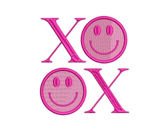 Smiley XOXO Embroidery Design - instant download, smile, trendy, aesthetic, preppy, love, positive, unique, commercial use