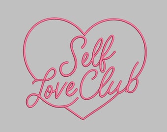 Aesthetic Self Love Club Heart Embroidery Design - PES and DST File