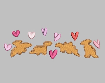 Valentines Love Dino Nuggets Embroidery Design - PES, DST, JEF, exp, xxx, vp3, nostalgic, trendy, aesthetic, unique, cute, childhood, candy