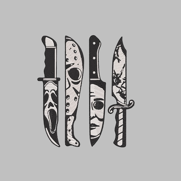 Halloween Horror Knives Embroidery Design PES file - aesthetic and unique