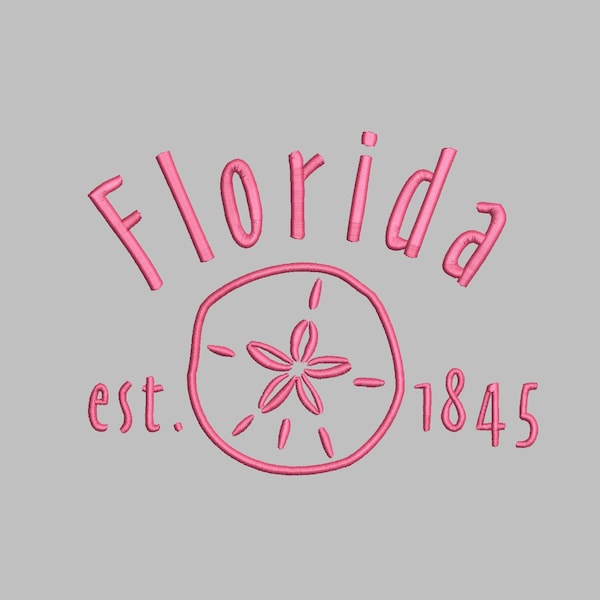 Florida Sandollar Established 1845 Embroidery Design, PES, DST, JEF, exp, xxx, summer, travel, aesthetic, trendy, unique, wave, beach, sun