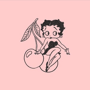 Betty Boop Cherry Embroidery Design -2 sizes, 8 file formats, trendy, aesthetic, girly, cute, summer