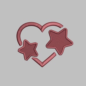 Y2K Heart Star Embroidery Design - PES, DST, JEF, exp, xxx, vp3, trendy, aesthetic, unique, cute