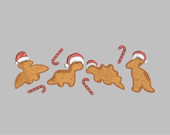Christmas Xmas Dino Nuggets Embroidery Design - PES, DST, JEF, exp, xxx, vp3, nostalgic, trendy, aesthetic, unique, cute, childhood, santa