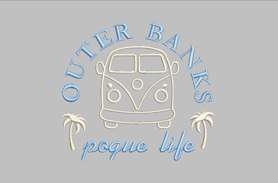 Outer Banks Embroidery Design - PES, DST, JEF, exp, xxx, vp3, hus, summer, beach, surf, vacation, trendy, aesthetic