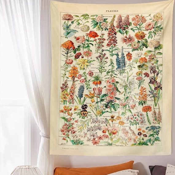 Botanical chart tapestry sale