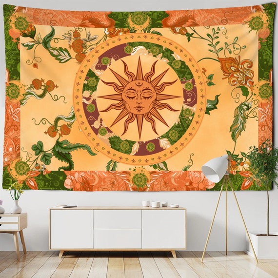 Sun Tapestry Wall Hanging Vine Retro Mysterious Hippie Bohemian