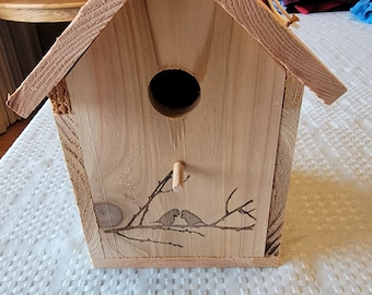 Engraved Cedar Bird House