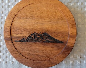 Engraved Teak Coaster 5 Inch