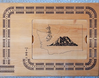 11 x 15" Maple 3-Track Cribbage Board with Custom Cover