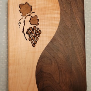 12 x 10 Engraved with Grapes Cutting Board. No Juice groove