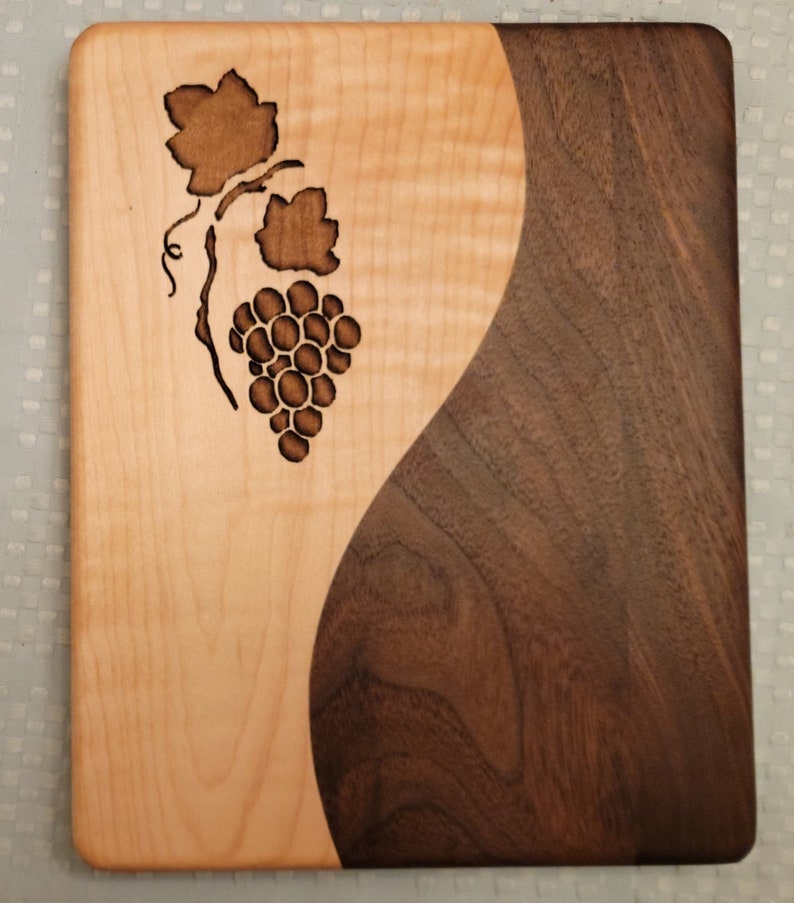 12 x 10 Engraved with Grapes Cutting Board. No Juice groove