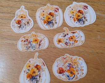 Wildflower Pumpkin Transparent Stickers, Fall Floral Sticker,