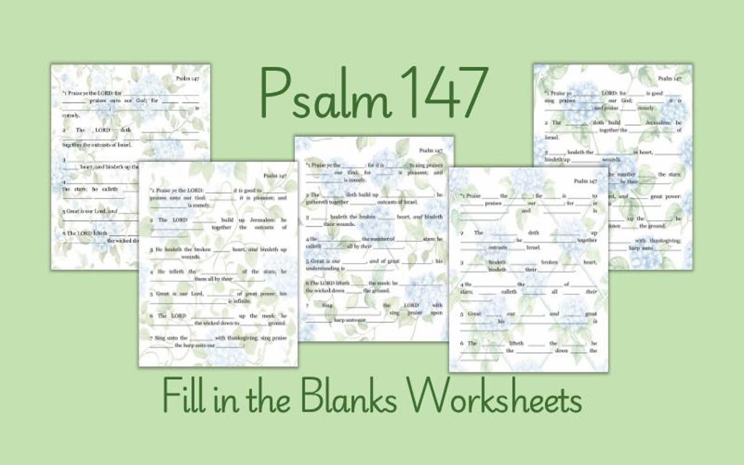 Psalm 147 Fill in the Blank Bible Study KJV Worksheets (digital ...