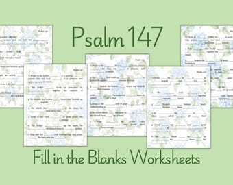 Psalm 147 Fill in the Blank Bible Study KJV Worksheets (Digital Download)