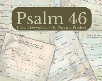 Psalm 46 Bible Study Worksheet, Fill-in-the-Blank (Printable)