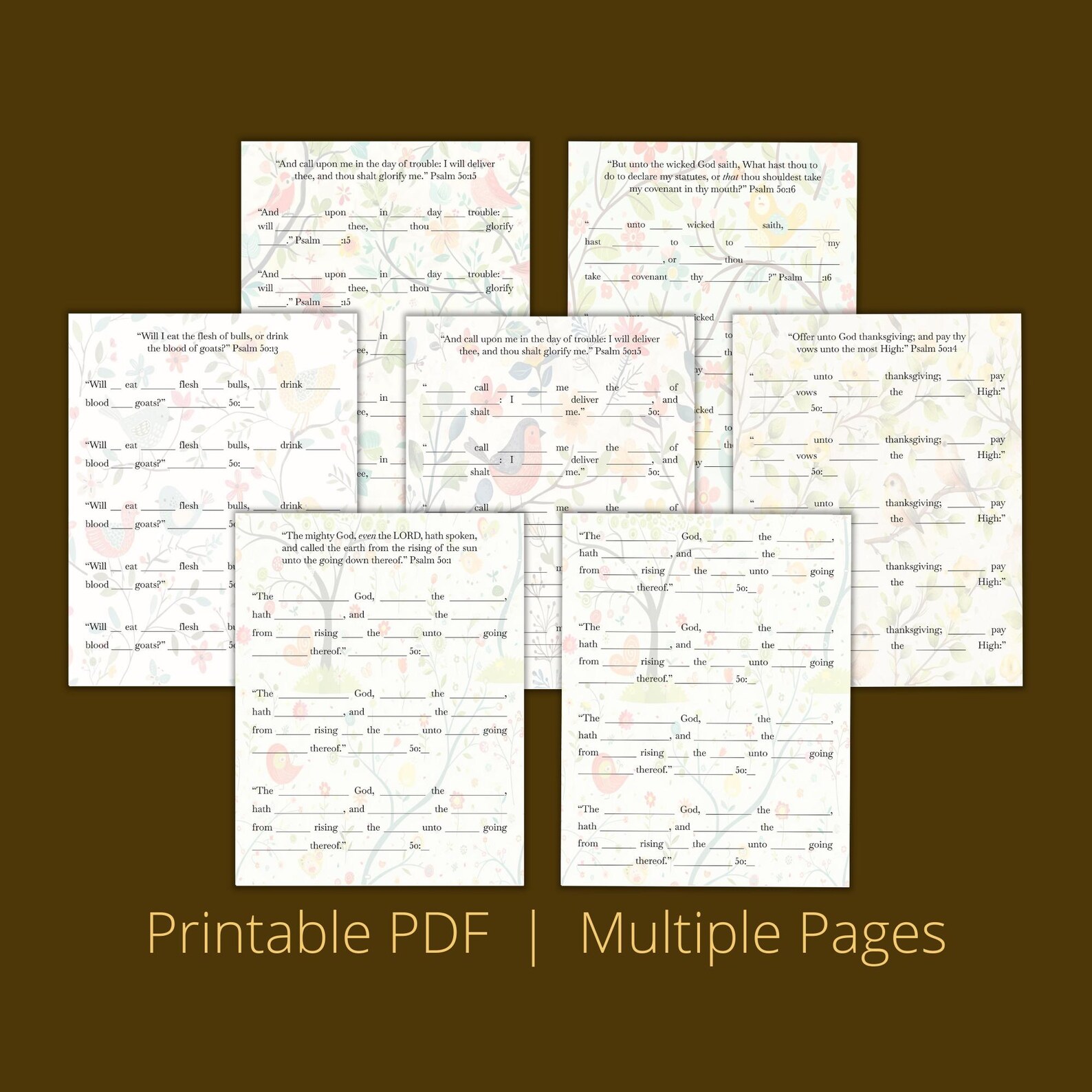 Psalm 50 Bible Study, Printable Worksheet, Bible Study Tool, Fill in ...