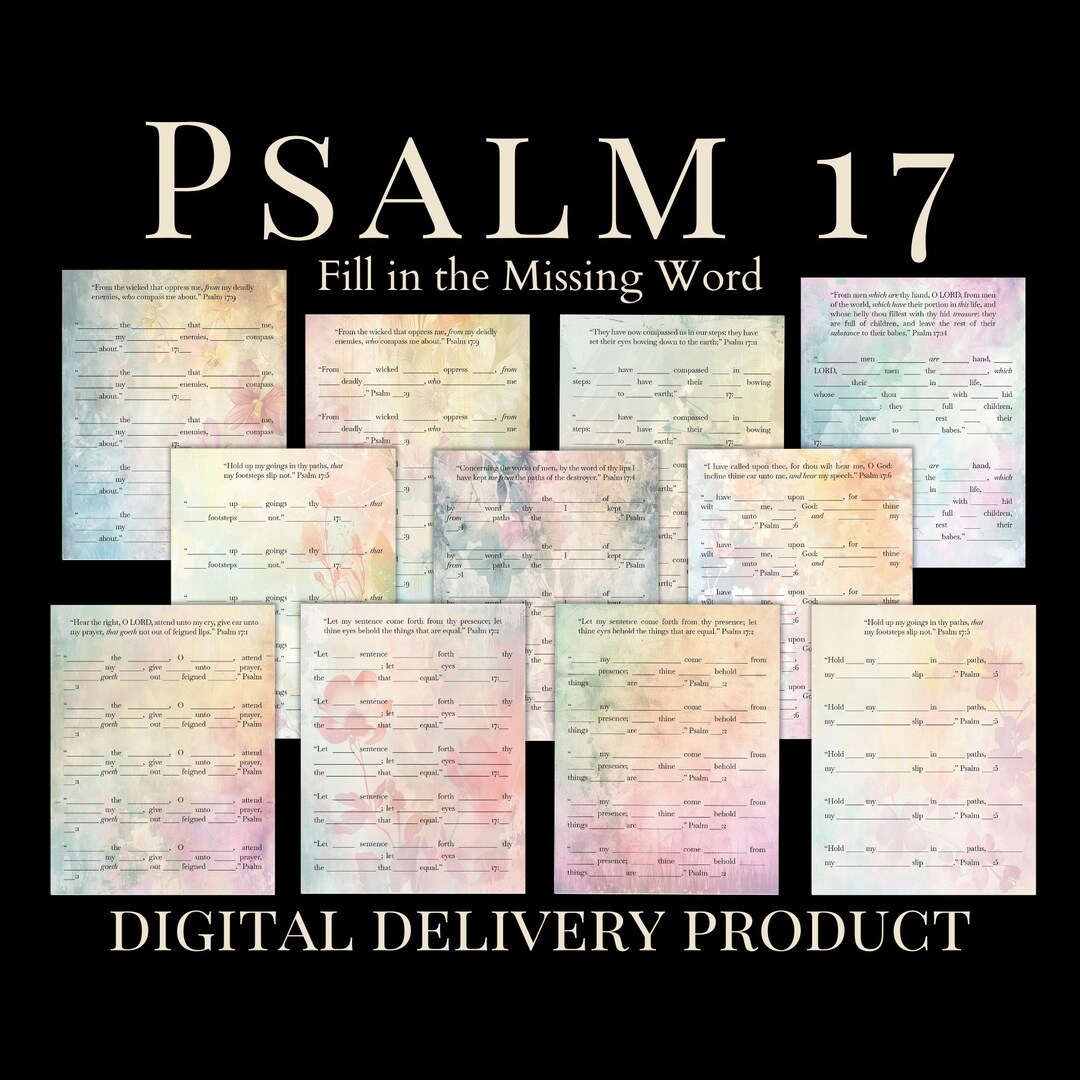 Psalm 17 Bible Study Tool, Fill in the Blank, Printable Worksheet ...
