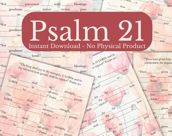 Psalm 21 Bible Study Worksheet, Fill-in-the-Blank (Printable)