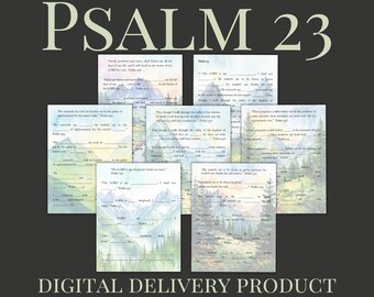 Fill in the Blank, Printable Bible Study Sheet, Psalm 23, Memory Verse Tool, KJV