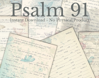 Psalm 91 Bible Study Worksheet, Fill-In-The-Blank (Digital Download)