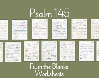 Psalm 145 Fill in the Blank Bible Study KJV Worksheets (Digital Download)