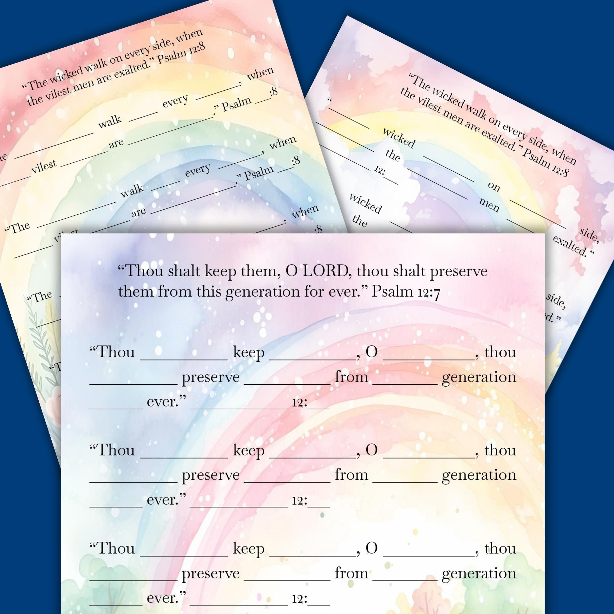 Psalm 12 KJV Bible Study Worksheet: Fill-in-the-blank Printable ...