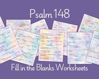 Psalm 148 Fill in the Blank Bible Study KJV Worksheets (Digital Download)