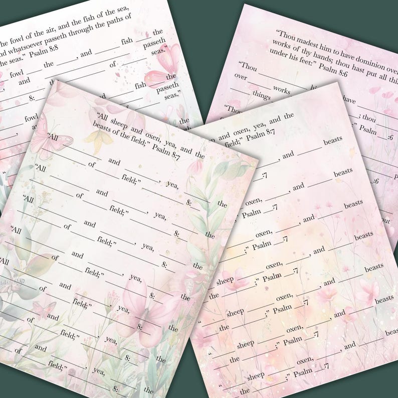 Psalm 8 Bible Study Printable Worksheets Fill in the Blank - Etsy