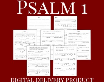 Psalm 1 Bible Study Worksheet, Fill-In-The-Blank (Digital Download)