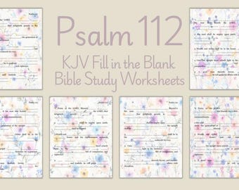Psalm 112 Bible Study Worksheet, Fill in the Blank (Digital Download)