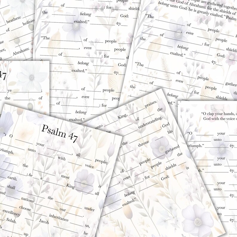 Psalm 47 Bible Study, Printable Worksheet, Bible Activity, Bible Study ...