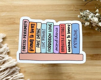 Romance Tropes Sticker | Romance Reader Merch | Bookish Romance Reader Sticker | Book Sticker for Water Bottle, Laptop, Kindle Sticker