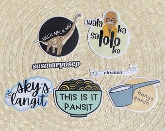 Filipino Sticker Set of 7 | Funny Gift Philippines Stickers Water Resistant Vinyl Stickers for Laptop, Water Bottle