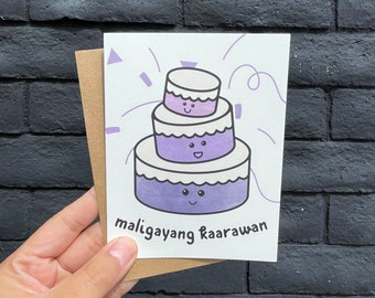 Filipino Birthday Greeting Card Handmade Greeting Card with Envelope | Maligayang Kaarawan Greeting Card