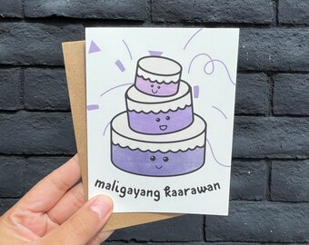 Filipino Birthday Greeting Card Handmade Greeting Card with Envelope | Maligayang Kaarawan Greeting Card