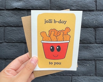 Filipino Birthday Greeting Card Handmade Greeting Card with Envelope | Jollibee Greeting Card