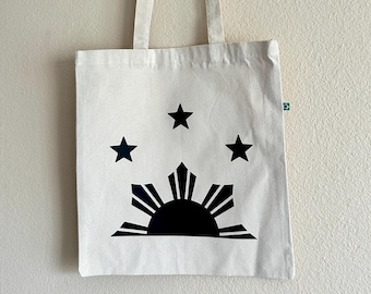 3 Stars and a Sun Filipino Art Gift Aesthetic Canvas Tote Bag