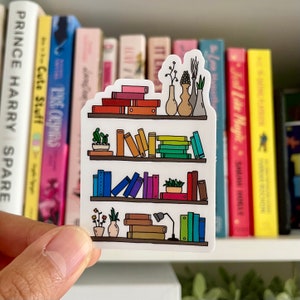Colorful Bookshelf Sticker | Bookish Girly Sticker | Book Sticker for Water Bottle, Laptop
