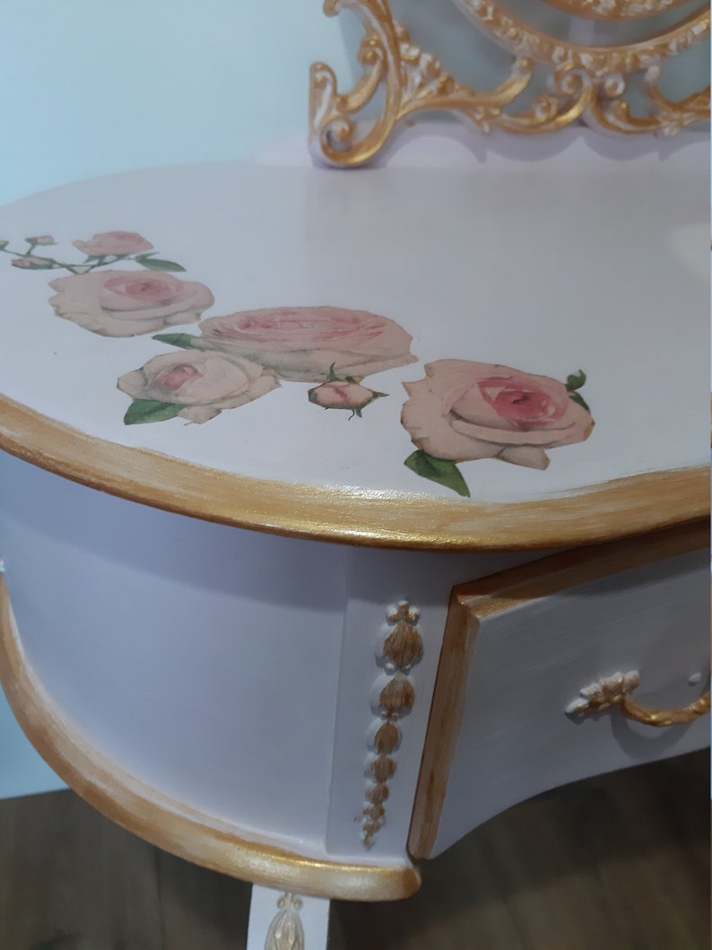 SOLD SOLD upcycled Dressing Table Handpainted in Ballerina Pink With