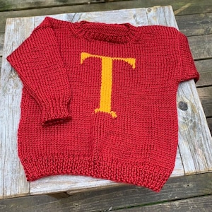 Patrón de tejido: Suéter con iniciales para niños, suéter Weasley