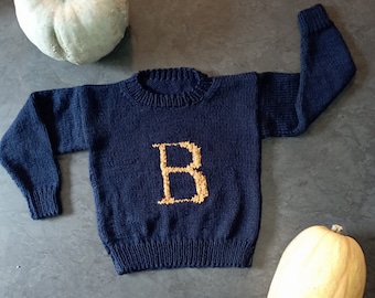 Knit Pattern: Child’s Initial Sweater, Weasley Sweater