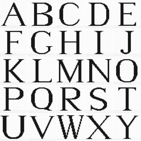 Grands tableaux de tricot alphabet