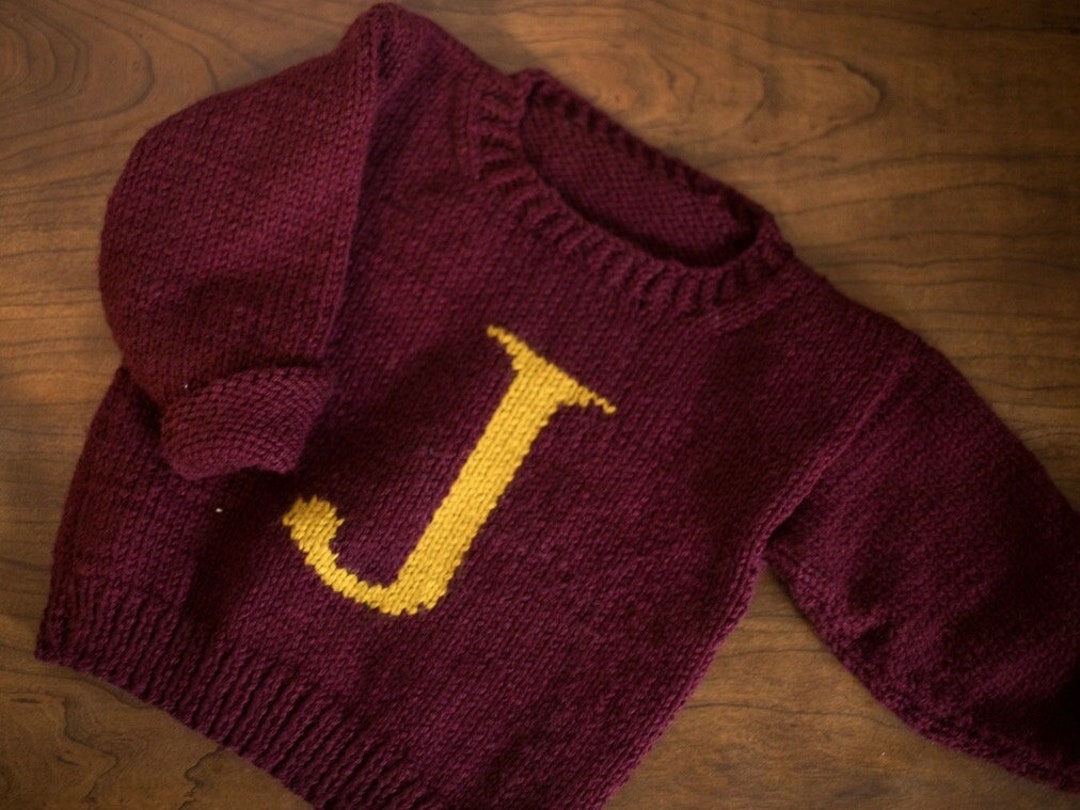 [TWN]★INITIAL KNIT Knit Pattern: Baby and Toddler Personalized Initial Sweater