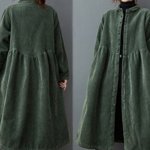 Green Corduroy Coat Long Corduroy Coats Women's Casual - Etsy