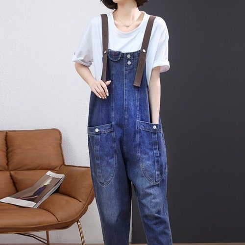 Retro Denim Overalls Baggy Jeans Jumpsuits Wide Leg Overall - Etsy