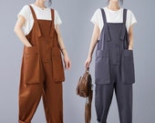 Autumn Cotton Overalls, Baggy Overalls Women, Vintage Jumpsuits, Plus Size Overalls, 80s Pants, Bib Overalls With Pocket