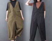 Casual Cotton Overalls, Baggy Overalls Women, Vintage Jumpsuits, Plus Size Overalls, 80s Pants, Bib Overalls With Pocket