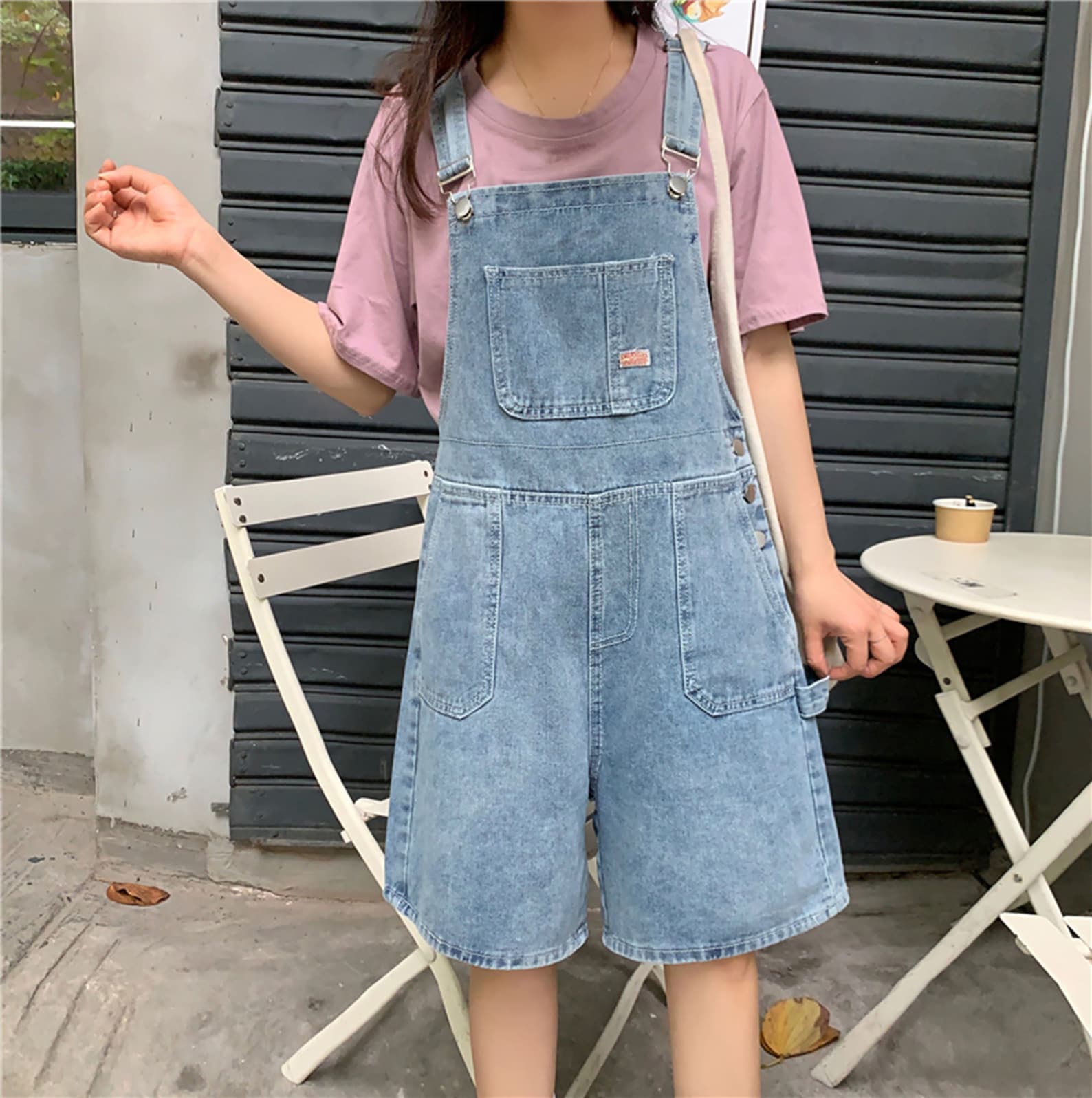 Summer Denim Overalls Baggy Overall Shorts Wide Leg Jean Etsy