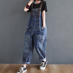 Retro Denim Overalls Baggy Jeans Jumpsuits Wide Leg Overall - Etsy